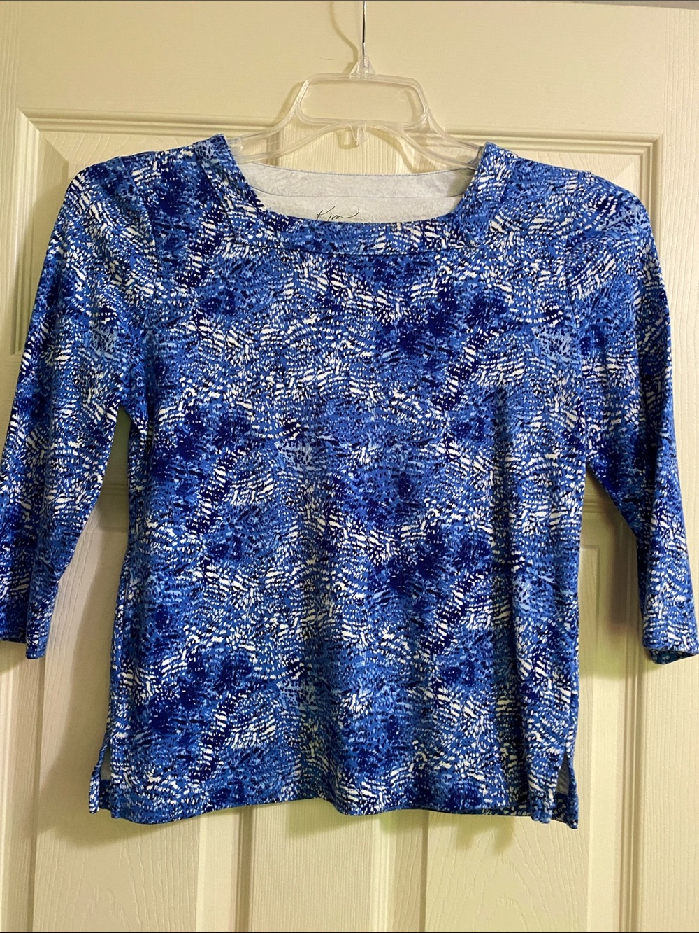 Kim Rogers Blue Patterned Long Sleeve Top